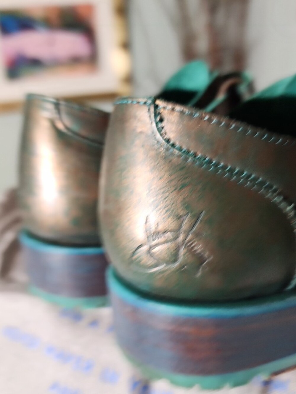 John FLuevog Metallic Green-Bronze Single Monk Strap Oxfords SIZE 7 - Picture 5 of 15